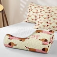 thumbnail image 4 of Homewish Funny Dachshund Dog Bed Spread Queen,Bow Cherry Queen Coverlet Set,Yellow,Pet Themed Decor,3pcs, 4 of 7