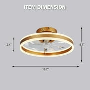 20 Gold Flush Mount Reversible Ceiling Fan with APP Control, 6-Speed Low Profile Ceiling Fan with Light and Remote