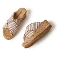 thumbnail image 2 of Minnetonka Posey – Open Toe Wedge Sandals for Women with Classic Slip-On Design, Platform Heels, and Cushioned Footbed, Fiesta Stripe, Size 6, 2 of 3