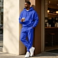 thumbnail image 2 of Zorvxlyn Mens Sweatsuits 2 Piece Set Fleece Oversized Sweatshirt Jogger Sweatpants Set Fall Winter Fuzzy Tracksuit Outfits Jogging Suit Hooded Set Blue S, 2 of 7