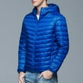 thumbnail image 6 of Men's Down Jackets Fall Winter Warm Zip Up Puffer Jacket Solid Color Padded Down Jacket Casual Thicken Relaxed Fit Mens Jackets Blue L, 6 of 8