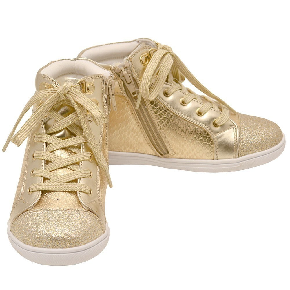 girls gold tennis shoes