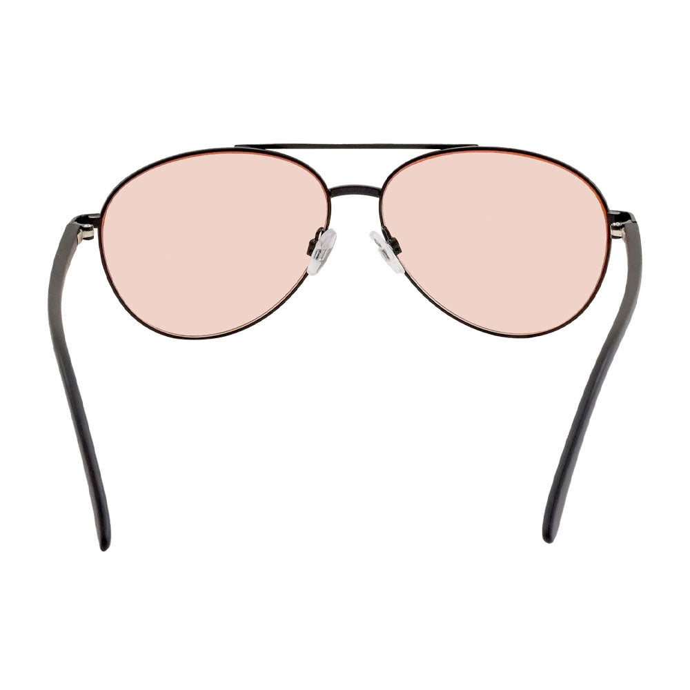 Aray Matte Gunmetal Aviator Night Driving Glasses with Rose Color Lens