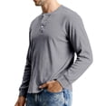 thumbnail image 5 of Men's Casual Knit Button Up Long Sleeve Henley Shirt, Top for Fall Winter, Layering Piece and Versatile Wardrobe Essential,Dark Gray,2XL, 5 of 9