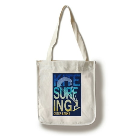 Outer Banks, North Carolina - Kite Surfing Silhouette - Lantern Press Poster (100% Cotton Tote Bag -
