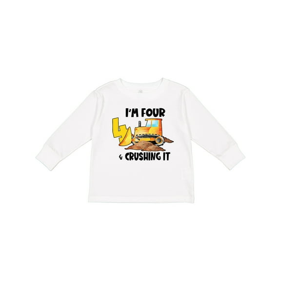 Inktastic I'm 4 and Crushing It Construction 4th Birthday Boys or Girls Long Sleeve Toddler T-Shirt