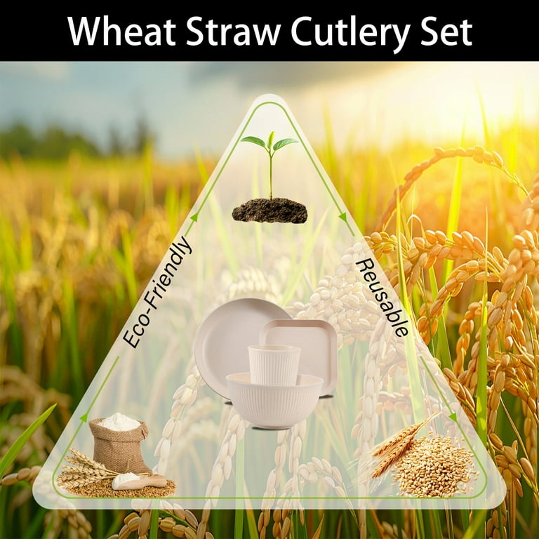 Soulgenix 48-Piece Wheat Straw Dinnerware Set, Beige photo 4