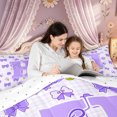 thumbnail image 4 of meiyoeat Cute Bow Letter H Twin Bedding, Floral Plaid Bedding Comforter Set for Kids Girls, Purple, Reversible, 7 Pieces, 4 of 6