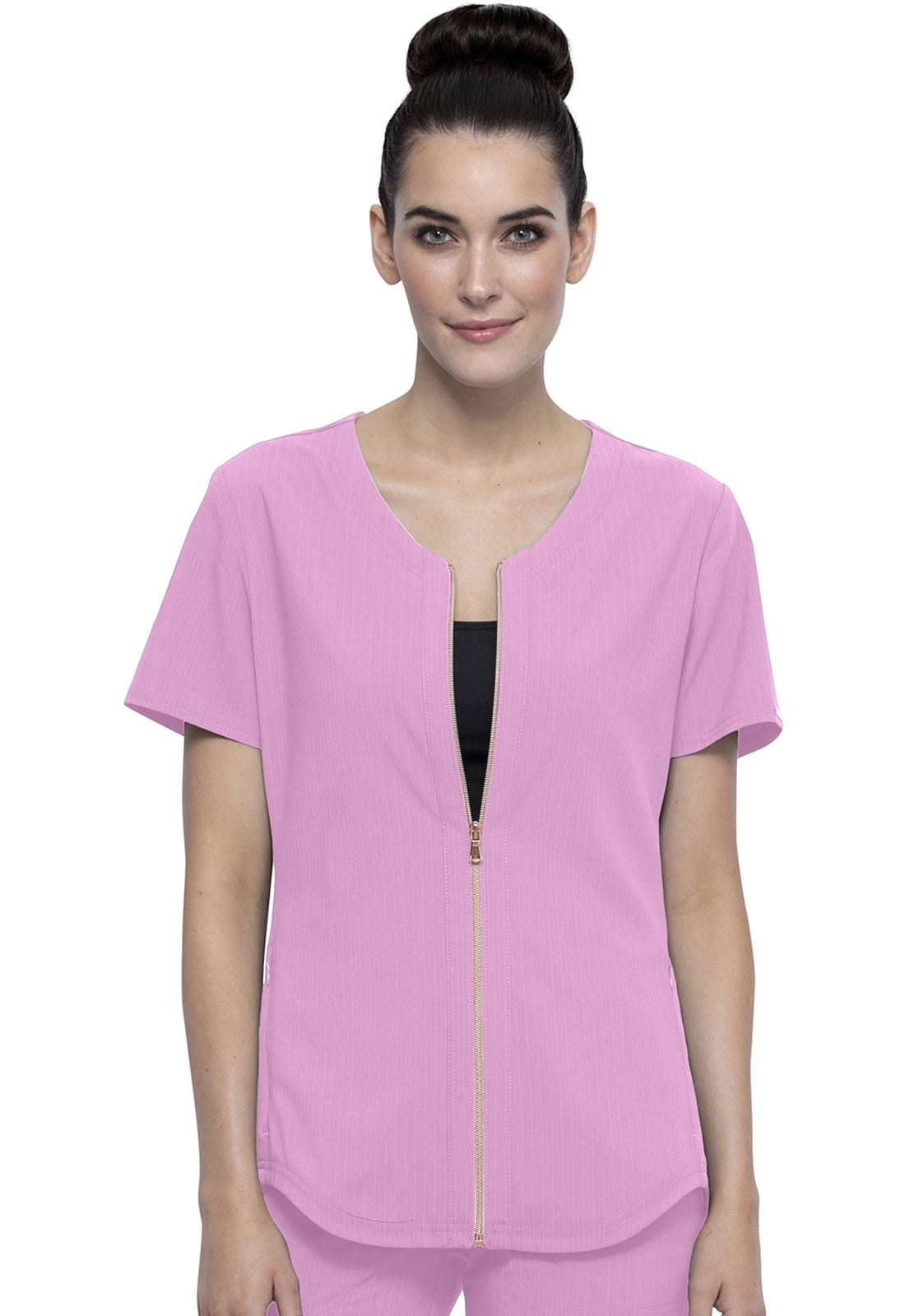 Cherokee Statement Women Medical Scrubs Top Zip Front CK875, S, Rose