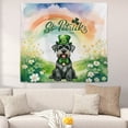 thumbnail image 2 of Happy St. Patrick’s Day Schnauzer with Green Hat Shamrocks Rainbow Tapestry Miniature Schnauzer Dog Lover Wall Hanging Backdrop Home Decor - 03007, 2 of 5