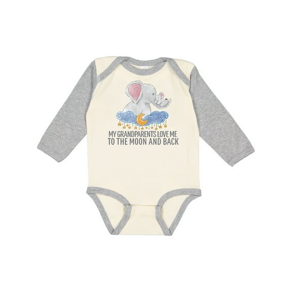 Inktastic My Grandparents Loves Me to the Moon and Back Elephants Boys or Girls Long Sleeve Baby Bodysuit