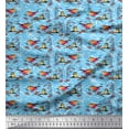 thumbnail image 1 of Soimoi Cotton Cambric Fabric Building,Leaves & Bird Artistic Print Fabric by The Yard 56 Inch Wide, 1 of 1