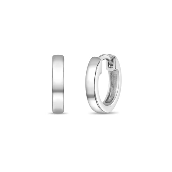 925 Sterling Silver 9mm Classic Plain Huggie Hoop Earrings For Preteens & Teens