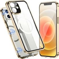 Allytech Slim Thin Case for iPhone 12 (2020), Compatible with MagSafe Accessories Built-in Screen Protector & Camera Lens Protector Shockproof Magnetic Case for iPhone 12, Gold