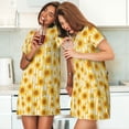 thumbnail image 4 of Goofa Yellow White Striped Sunflower Print Women’s Cotton Nightdress – Short-Sleeved Sleep Dress, Casual Loose-Fit Lounge Wear, Comfortable and Stylish Sleepwear for Women, 4 of 6