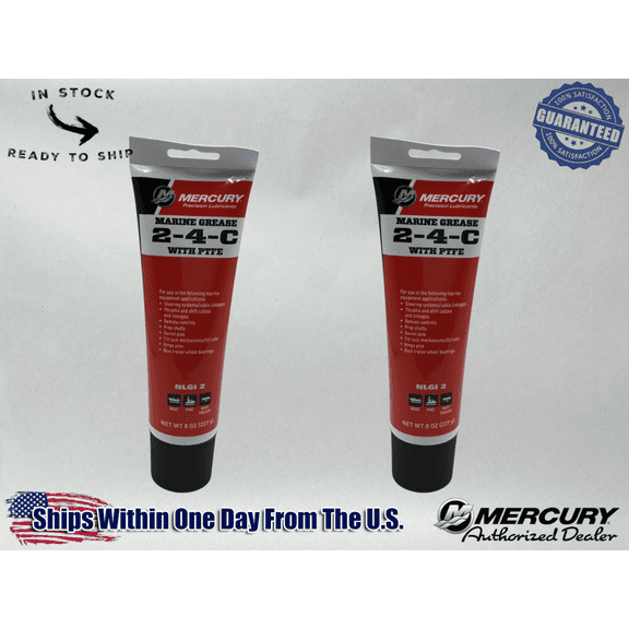 Mercury OEM 2-4-C Marine Lubricant with Teflon 8 oz Tubes 92-802859A1 2 Pack