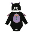 thumbnail image 1 of Felwors Infant Boys Girls Bat Soft Cartoon Romper Bodysuits Outfits With Wing Hat 3PCS, 1 of 9