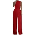 thumbnail image 2 of Kiplyki Clearance Trendy Pants for Women Color Jumpsuit Sleeveless High Collar Waist Wrapped Jumpsuit, 2 of 4