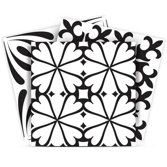 HomeRoots 555906 12 x 12 in. Black & White Mash Peel & Stick Removable Tiles