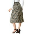 thumbnail image 3 of INSPIRE CHIC Women's Midi Skirts Peasant Elastic Waist A-Line Ditsy Floral Skirts XL Blue Brown, 3 of 8