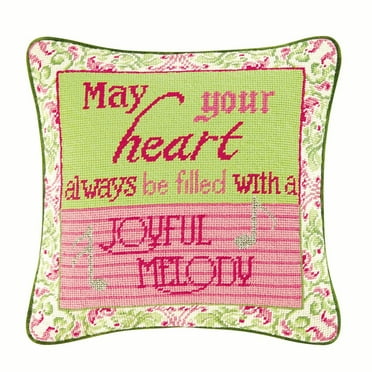 14" x 14" May Your Heart Always Be Needlepoint Throw Pillow