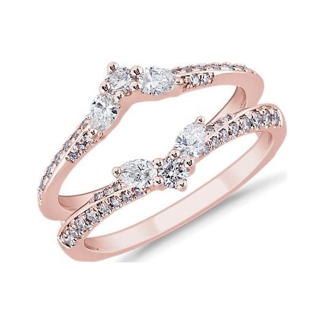 0,40 Ct T.p. Rond Véritable Diamond Nouvelle Conception Alliance Éternité pour Femmes Or Rose Massif 18K Taille 3,5