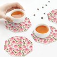 thumbnail image 5 of Honeii Rose Flowers Print Leather Coaster Set of 6, Ideal for Safeguarding Your Furniture from Drinks Spills and Effortless Cleanup,Octagon, 5 of 5