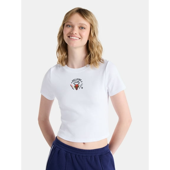 Netflix Stranger Things Cotton Graphic Baby Tee from No Boundaries, Women’s