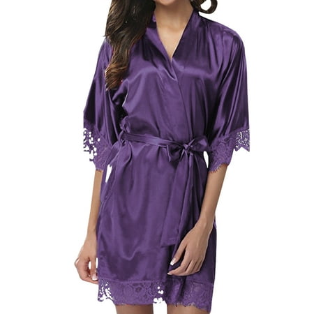 

Amart Women Sexy Lace Nightdress Sleepwear Underwear Robe Bathrobe Gift Purple XL