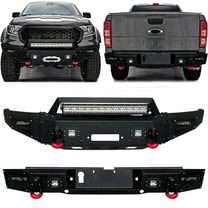 Vijay Compatible with 2019-2020-2021-2022-2023 Ford Ranger Front and Rear Bumper Textured Black Steel with LED Lights & D-rings