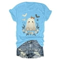 thumbnail image 5 of enyan Cute Ghost Pumpkin Graphic Shirt Fall Tshirt Graphic Tees casual Short Sleeve Tops Halloween Shirt Women Sky Blue,M, 5 of 6