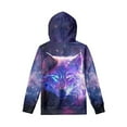 thumbnail image 2 of Xoenoiee Boys Hoodies Galaxy Wolf Print Hooded Sweatshirt Long Sleeve Sweater with Front Kangaroo Pocket for Kids Workout Travel Walk, Fall Winter Clothing, M, 2 of 7