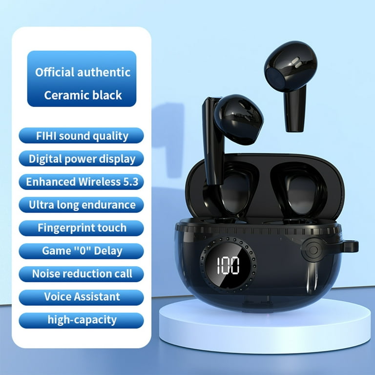 Loudest Earbuds Discreet Earbuds for Work 350bt And Headphones Drum Earphones Bluetooth 5.3 Headphones Dual Microphone Wireless Earbuds Long Battery Life LED Display Deep Bass Noise Cancelling Walmart...