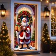thumbnail image 4 of Christmas Santa Door Cover Gift Box Wreath Snow Scene Hanging Decor For Front Door Porch Holiday Party Home Decoration, 4 of 7