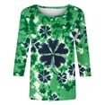 thumbnail image 5 of St. Patrick's Day T-Shirt for Women Shamrock Graphic Print Crewneck 3/4 Sleeve Festive Holiday Party Top Casual Relaxed Fit Clothes, 5 of 6