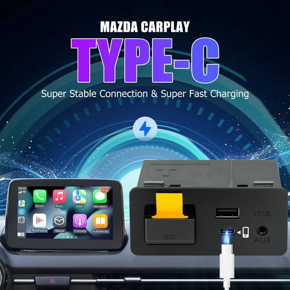 Type-C Mazda Apple CarPlay & Android Auto HUB OEM USB Retrofit Kit for Mazda 2/3/6/CX3 CX5/CX8/CX9/MX5/Miata 2014-2019 with MZD Connect System, TK78669U0C-NEW Upgraded P2.1 Supports PD Fast Charging