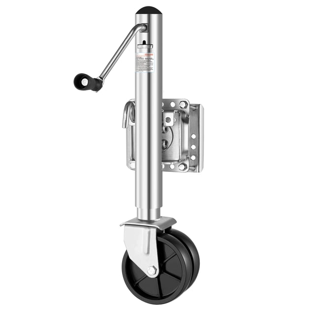 KFFKFF Cric de Remorque avec Roues, Capacité de Charge de 2000 lbs, Cric de Remorque Pivotant Robuste avec Roues Simples en PP et Poignée Ergonomique, Levage de 12 Pouces, Adapté pour Camping-Cars, Bateaux, Remorques à Chevaux, Remorques Utilitaires