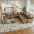 thumbnail image 1 of LLappuil Modular Sectional Sofa, 14 Seat Oversized Modular Sectional Sofa with Storage, Faux Leather Waterproof Sofa for Living Room, 1 of 9