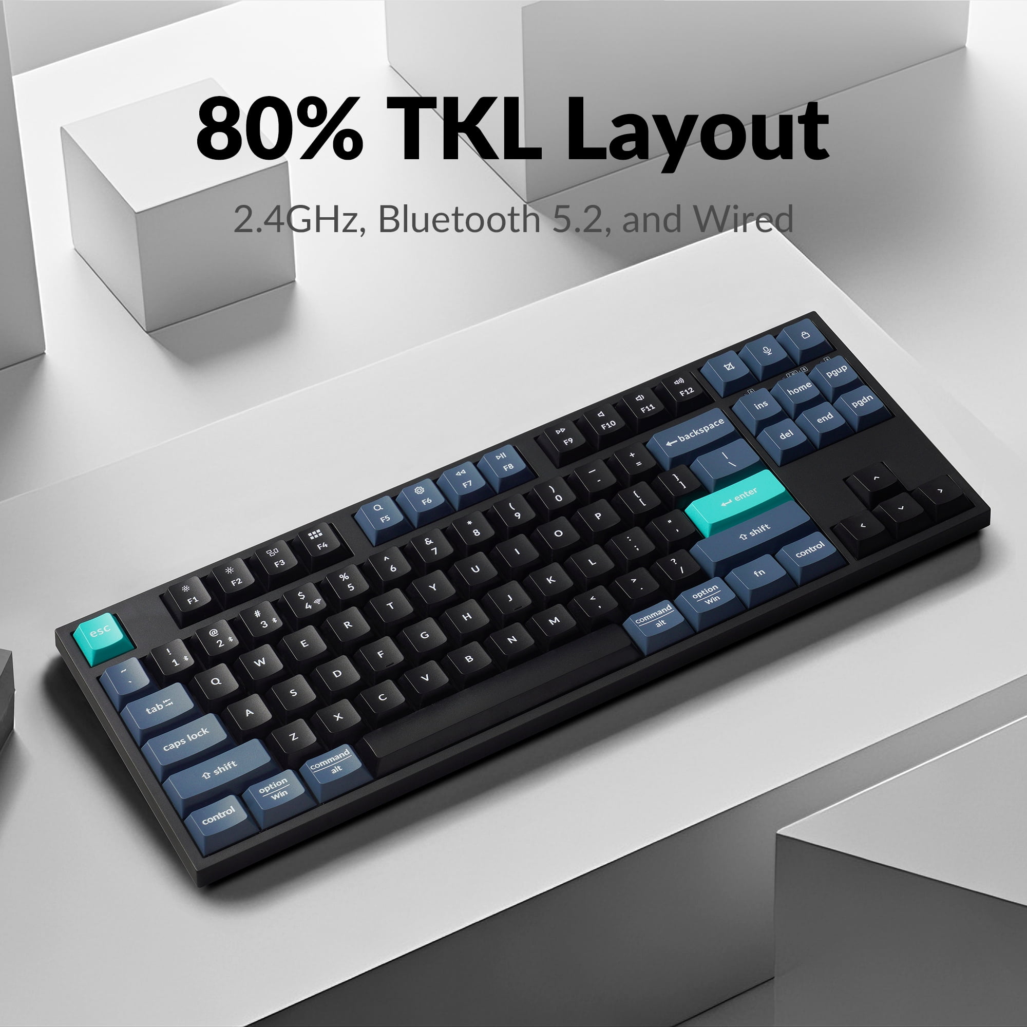 Keychron B33 80% TKL Wireless Silent Keyboard, 2.4G/Bluetooth/Wired, for MacOS/Windows/Linux/, Black