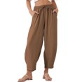 thumbnail image 2 of Women'S Summer High Waisted Baggy Pants Casual Ankle Length Trouser Slacks with Pockets Coffee Color S, 2 of 6