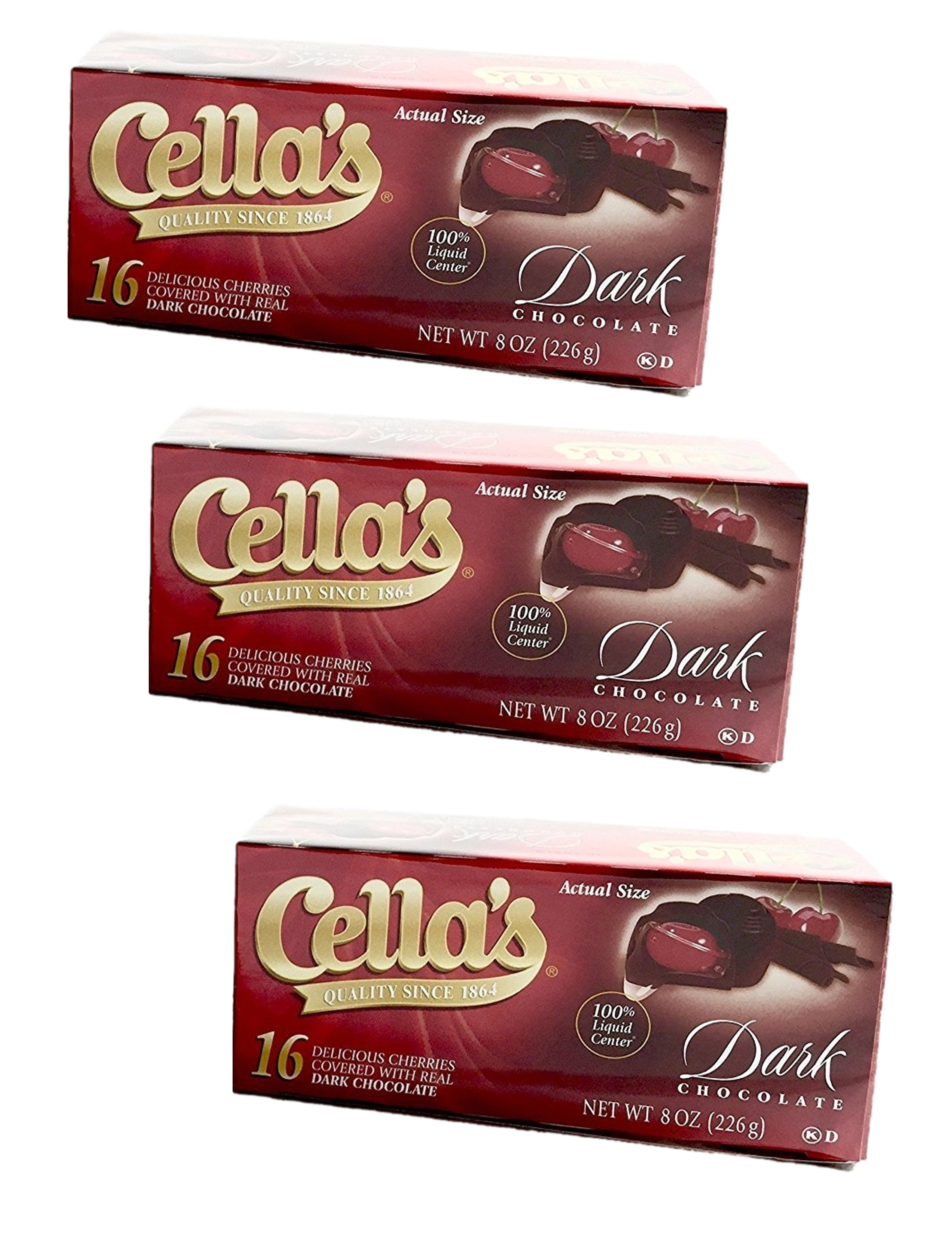 Cella's Dark Chocolate Covered Cherries 16 count 3 Pack 48 Total