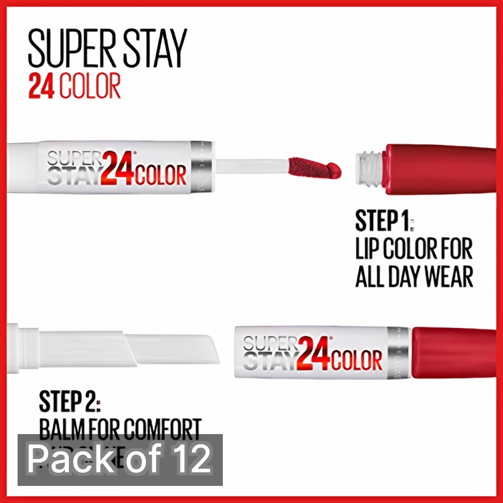 Maybelline Super Stay Lip Color, Perpetual Plum (Pack of 12)