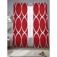 thumbnail image 3 of Red Abstract Semi Sheer Curtains 84 Inch Length 2 Panels Set, Modern White Geometric Twisted Art Sheer Kitchen Curtain Privacy Voile Window Curtain for Living Room Bedroom Rod Pocket Drapes, 3 of 7