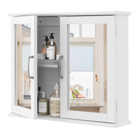 Giantex Bathroom Medicine Cabinet w/Mirror, Wall Mounted Storage Cabinet, Over The Toilet Bathroom Cabinet