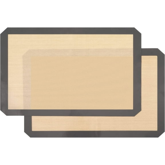 Silicone Baking Mat, 2 Pack Non-Stick Food Grade Silicone Mat for Baking, Reusable Heat Resistant Half Sheet Baking Mat for Cookies Macarons Bread Pastry (16.5"x11.6", Grey)