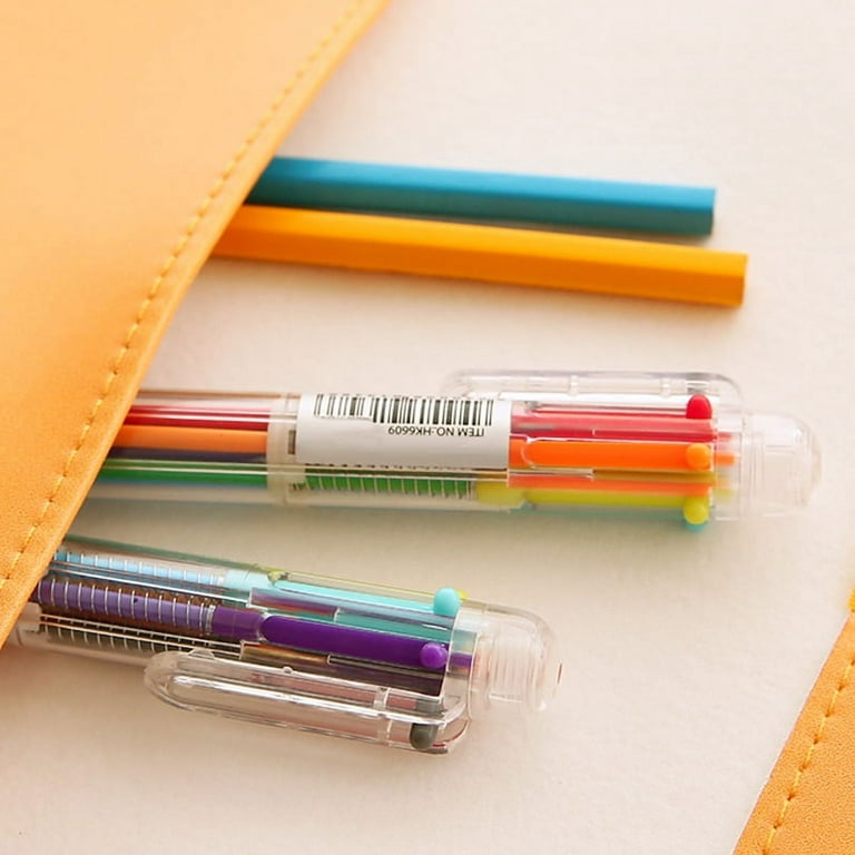 Multicolor Ballpoint Pen Stationery Press 6 Color Oil Pen for