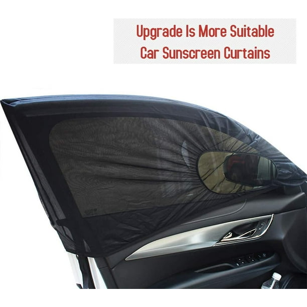 Car Window Shade, Breathable Car Front Rear Side Window Sun Shade Cover－ Protect Baby Kids Pet from The Sun,Full Windows Universal Car Mosquito Net,  Car Curtains-2 Pack 