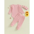 thumbnail image 4 of Bagilaanoe 3pcs Newborn Baby Girl Pants Set Long Sleeve Romper Tops + Leggings + Headband 3M 6M 9M 12M 18M Infant Casual Clothes, 4 of 8