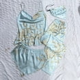thumbnail image 2 of B91xZ Womens Pajamas Set Two-Piece Sleepwear Button-Down Floral Pj Set,Mint Green XL, 2 of 3