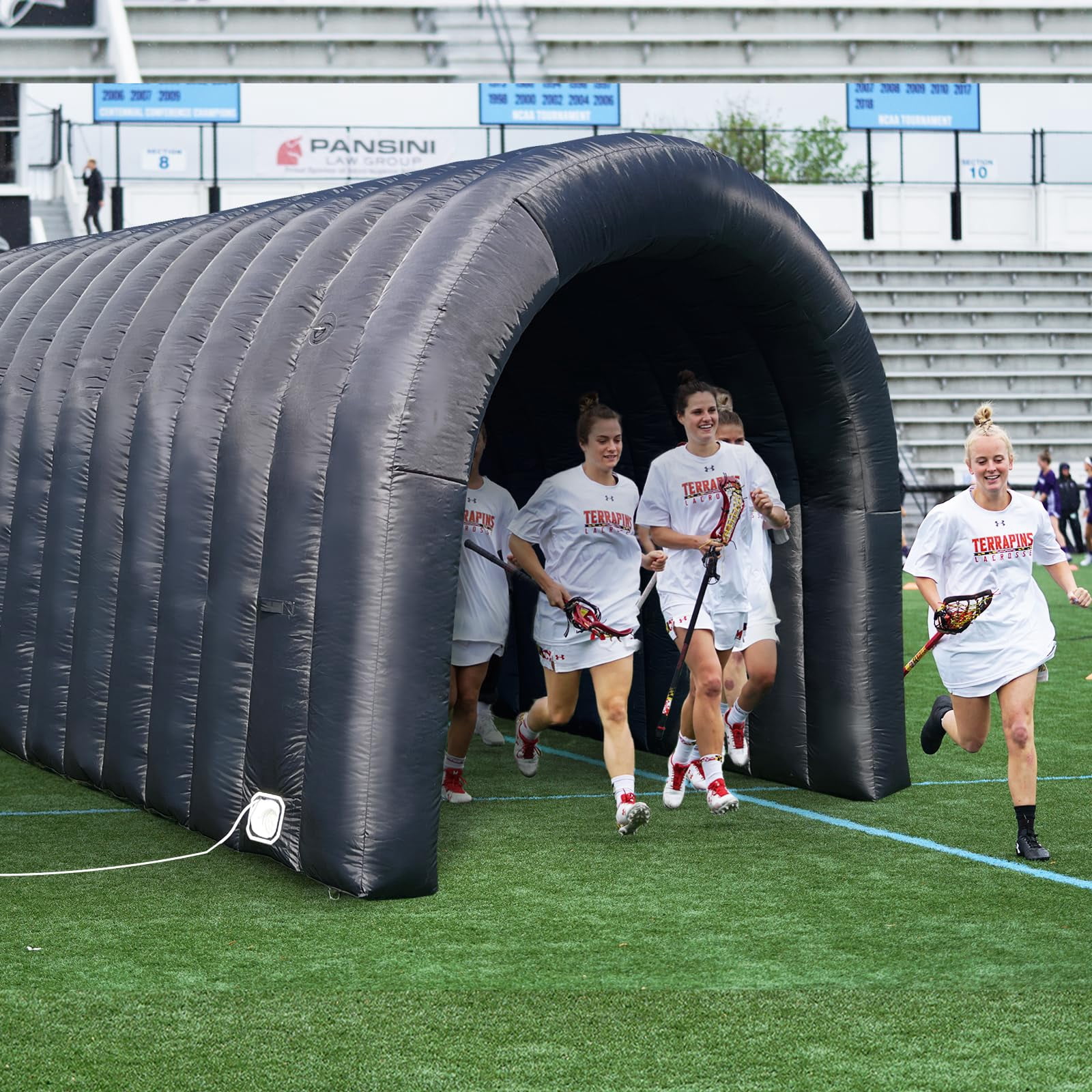 Inflatable Sports Tunnel Arch with Blower 16x10x10ft Black Event Entrance for Exhibitions Shops Schools & Supermarkets